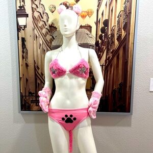 Rave Sequin Star nwt 
Pattern Tie Backless Fuzzy
Halter Top
& bottoms w paws